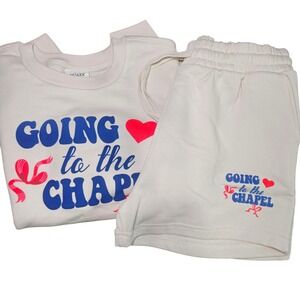 Relaxx Loungewear Going To The Chapel Sweatshirt & Shorts Set Wedding Size L NWT